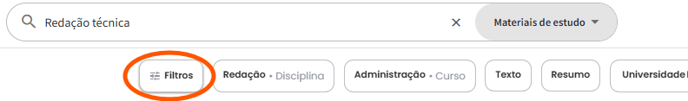 Imagem contém localização dos filtros de busca