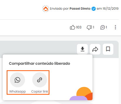 exemplo tela compartilhar material