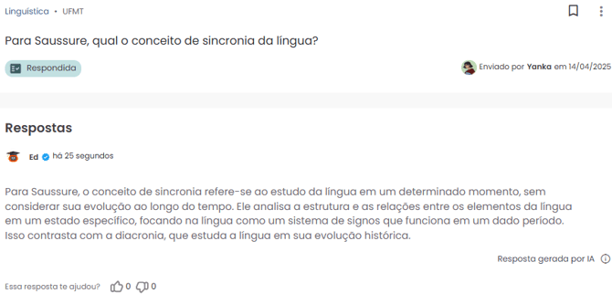 exemplo de pergunta respondida pela IA